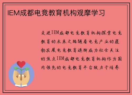 IEM成都电竞教育机构观摩学习