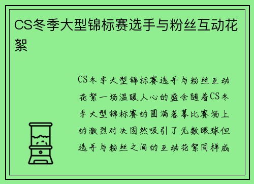 CS冬季大型锦标赛选手与粉丝互动花絮